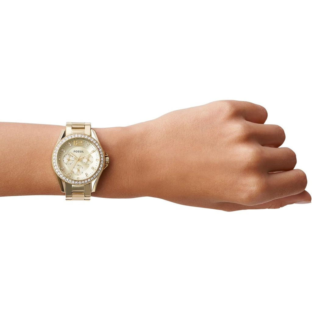 Fossil Women'S Watch, Riley Quartz Stainless Steel Multifunction Watch For Women