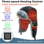 Heated Trapper Hat, 24.8 Inch Electric Winter Heated Hat with Rechargeable Battery for Men Women
