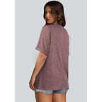 WIHOLL Womens Oversized Tshirts Summer Tops 2025 Short Sleeve V Neck Shirts Outfits Plus Size Clothes 1-brown Coffee