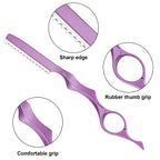 Mudder 12 Pieces Hair Razors For Cutting Hair 6.89 Inch Styling Thinning Razor Set, 2 Texturizing Cutting Tool Kit And 10 Stainless Steel Replacement Blades For Salon Home Women Men(Pink)