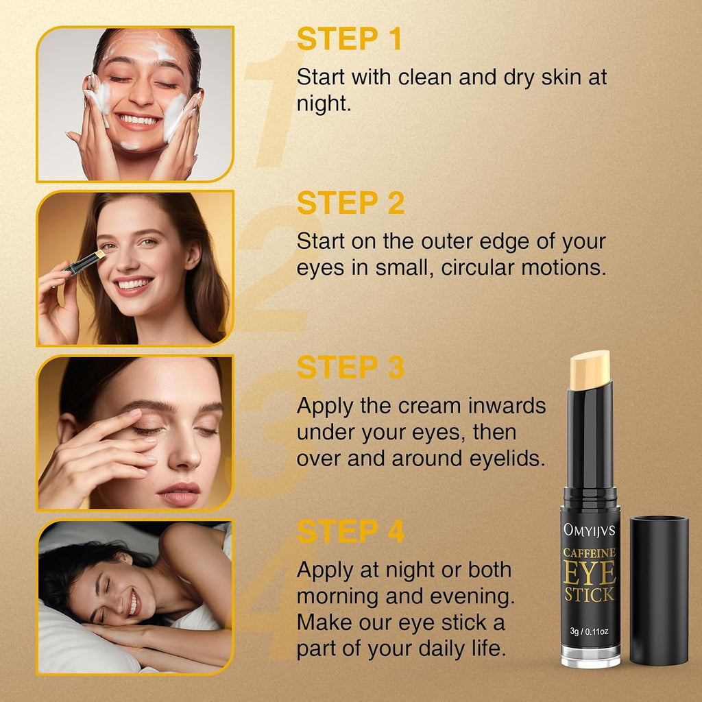 Caffeine Eye Stick With Retinol, Hyaluronic Acid For Dark Circle, Wrinkles, Under Eye Cream Anti Aging For Puffiness And Bags Reduces Fine Lines