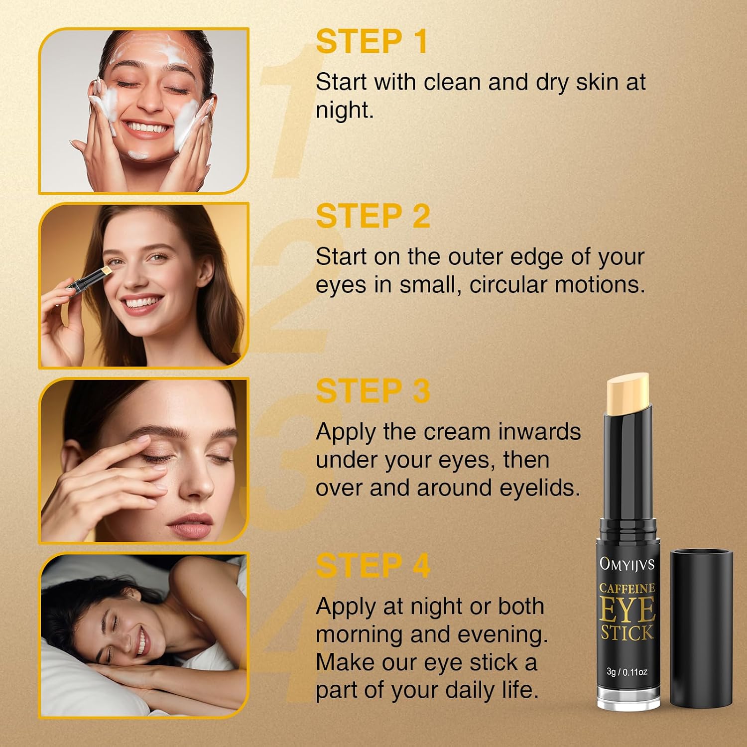 Caffeine Eye Stick With Retinol, Hyaluronic Acid For Dark Circle, Wrinkles, Under Eye Cream Anti Aging For Puffiness And Bags Reduces Fine Lines