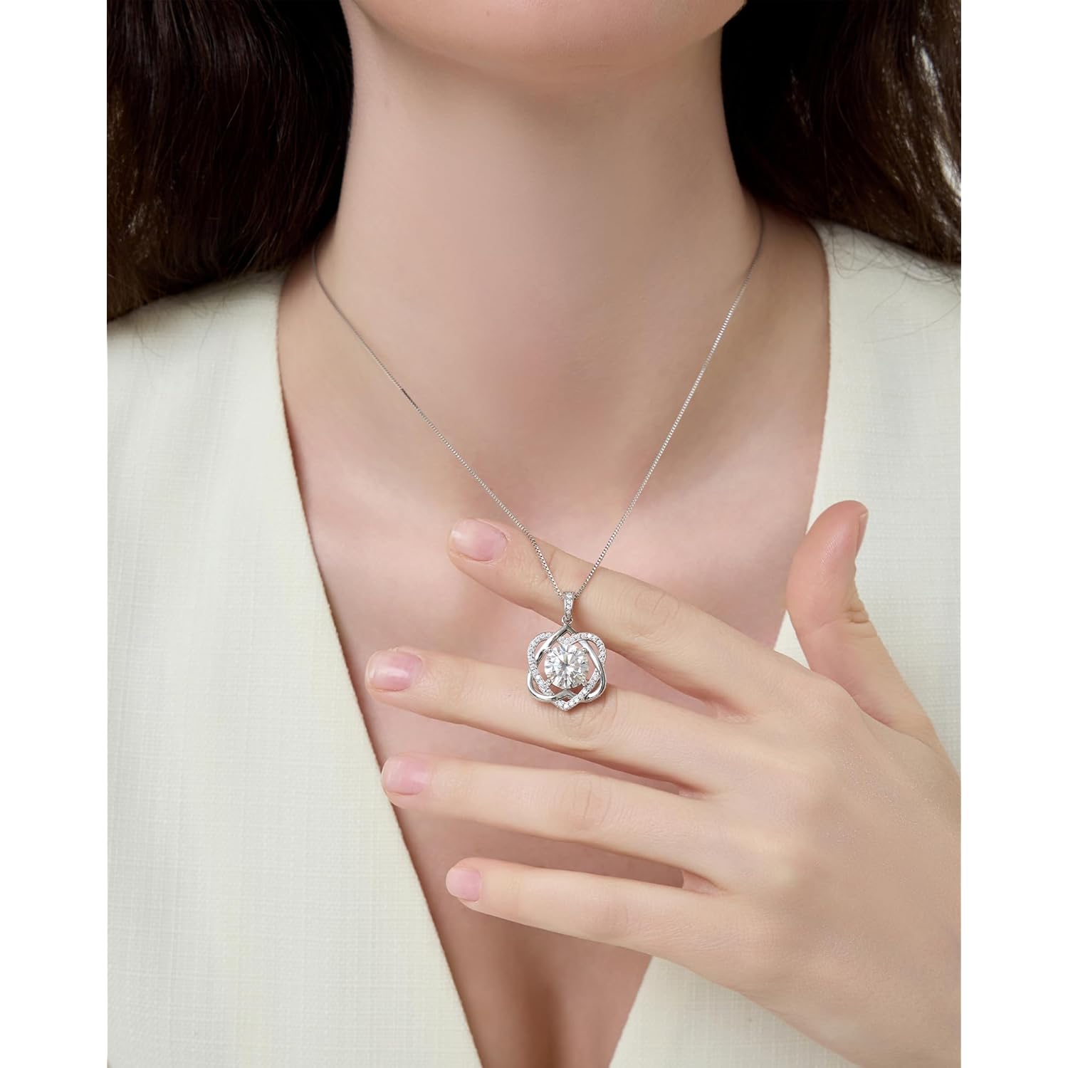 InfinityLove Heart Pendant Necklaces for Women, 2-5 Carat Moissanite Heart Necklace, Anniversary Birthday Christmas Valentine Engagements Mothers Day Jewelry for Wife Her Girlfriend Mom Daughter