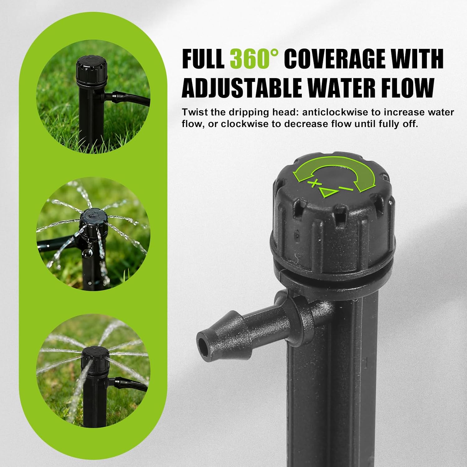 60 Piece Of Drip Irrigation Emitters 360 Degree And Professional Irrigation Drippers And Drip Emitters Or Sprinkler System Parts And Heads For 1/4 Inch Drip Tubing