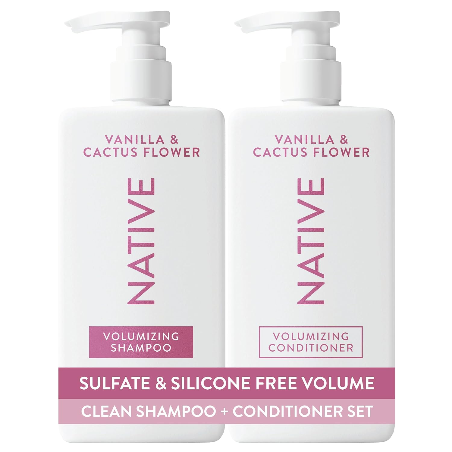 Native Vanilla & Cactus Flower Shampoo And Conditioner Contain Naturally Derived Ingredients |All Hair Type Color & Treated, Fine To Dry Damaged, Sulfate & Dye Free - 2-Pack