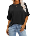Anrabess Womens Tops Oversized T Shirts Short Sleeve Crewneck Summer Casual Loose Basic Tee Shirt 2026 Trendy Fashion Clothes