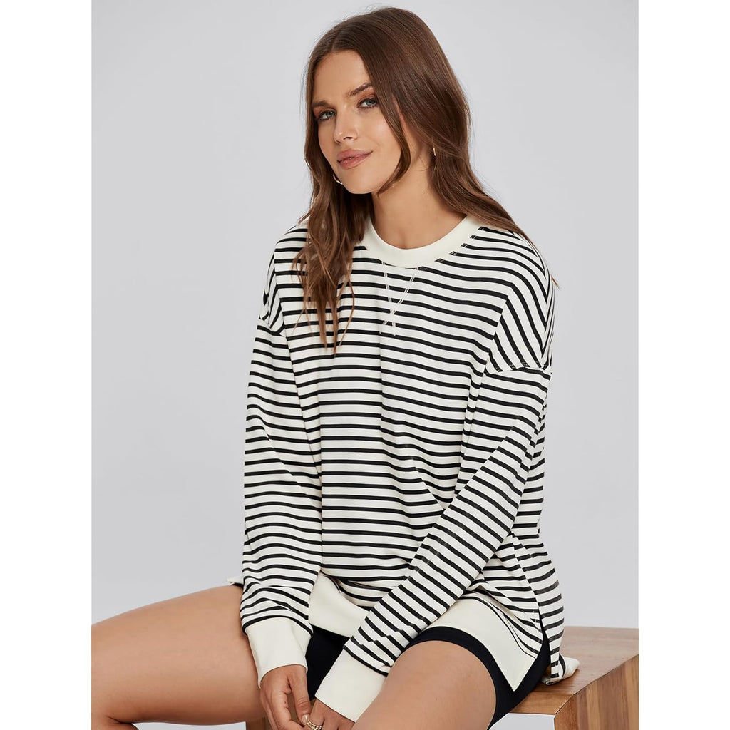 Women's Long Sleeve Crewneck Sweatshirt Lightweight Basic Soft Loose Pullover Sweatshirts