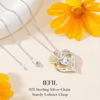 Iefil Mothers Day Gifts for Mom - 925 Sterling Silver Sunflower Necklaces for Women, Birthstone Jewelry Gifts for Mom/Mother in Law