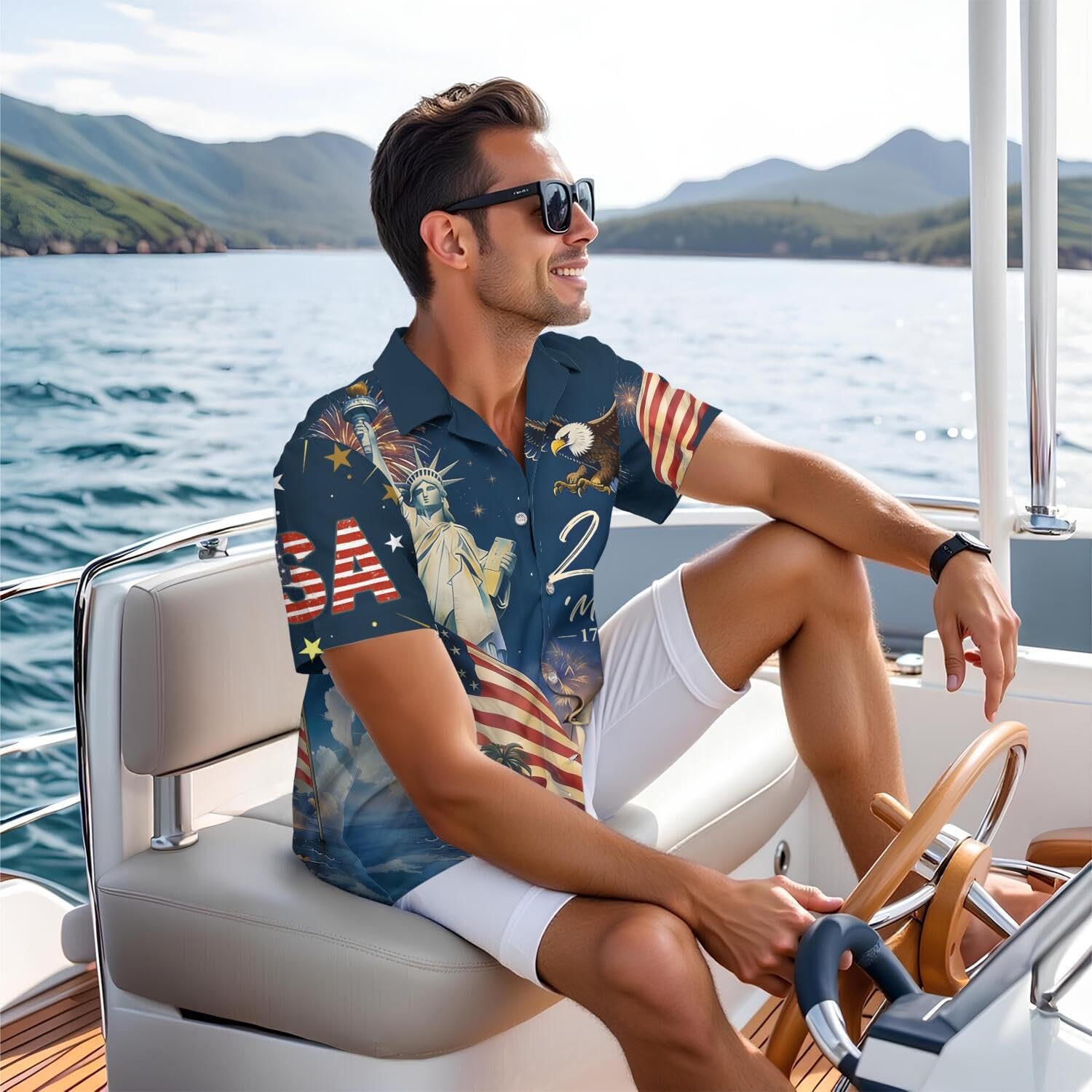 250Th Anniversary Usa Hawaiian Shirt For Men, 1776-2026 Patriotic Short Sleeve Shirt, Independence Day Gifts