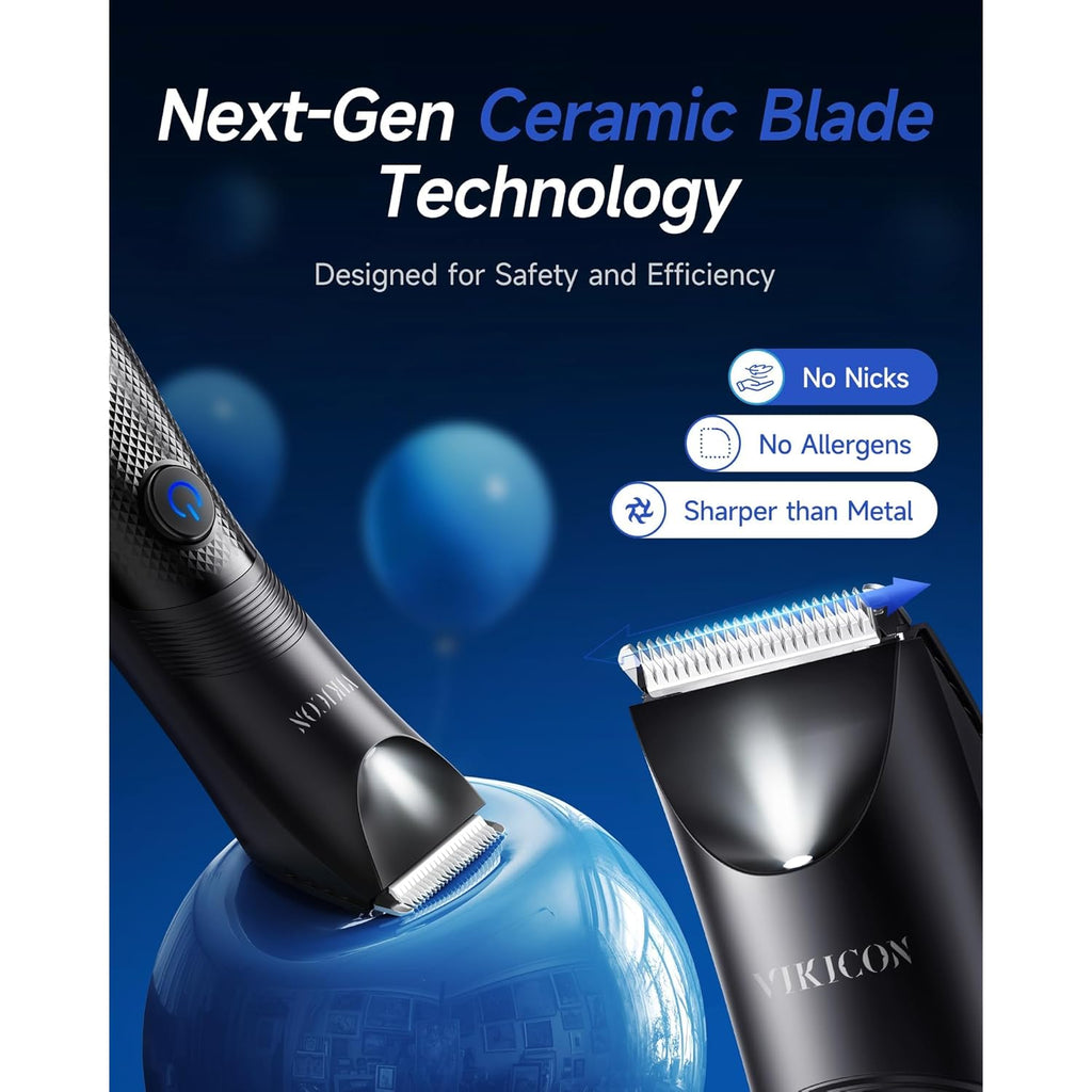Manscape Trimmer for Men - No Nicks Electric Razor-Shaver for Balls/Pubic/Groin/Legs/Chest Hair Removal w/Light & Ceramic Blade, IPX7 Waterproof Full Body Hair Groomer USB-C Charging, Gifts for Men