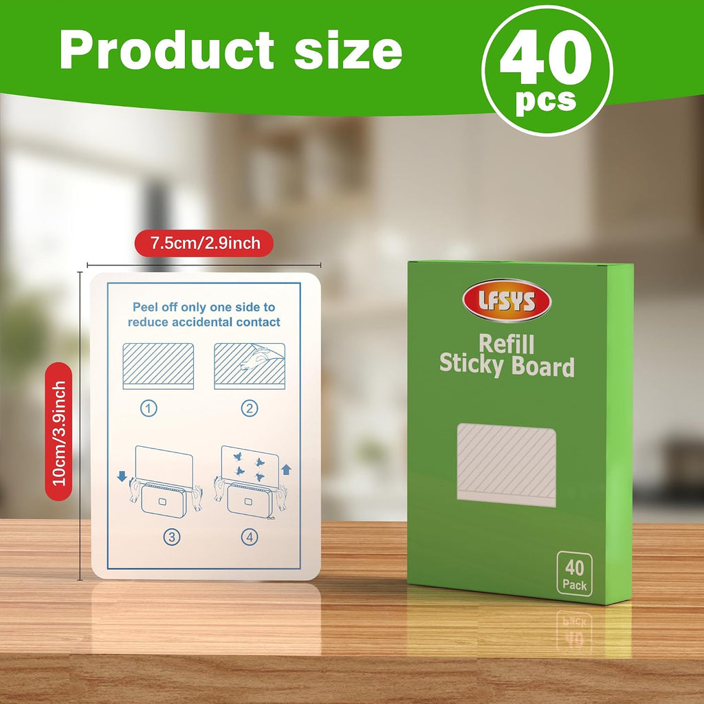 Lfsys 40 Packs Refill Card(Refills Only) For Plug In Uv Light Fly Trap, Sticky Board Refills For Lfsys Plug-In Fly Trap