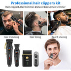 Hiena Pro Professional Cordless Hair Clipper For Men, Beard Trimmers, Electric Foil Shavers And Nose Hair Trimmer Set, Rechargeable Barber Clipper And Hair Cutting Grooming Kit