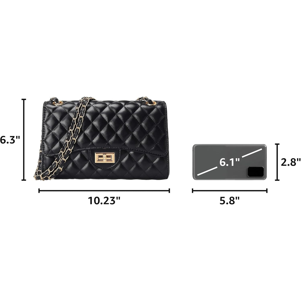Quilted Leather Crossbody Bags For Women Trendy Ladies Shoulder Purse Satchel Handbag With Chain Strap