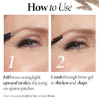 Laura Geller New York Sculpt-N-Stay 2-In-1 Waterproof Eyebrow Pencil & Brow Gel – Dark Brown – Fills Sparse Brows, Defines & Sets – Smudge-Proof, Long-Lasting, Natural Finish