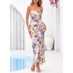 Btfbm Off The Shoulder Dresses For Women Summer 2026 Strapless Ruffle Slit Formal Wedding Guest Dress Cocktail Party