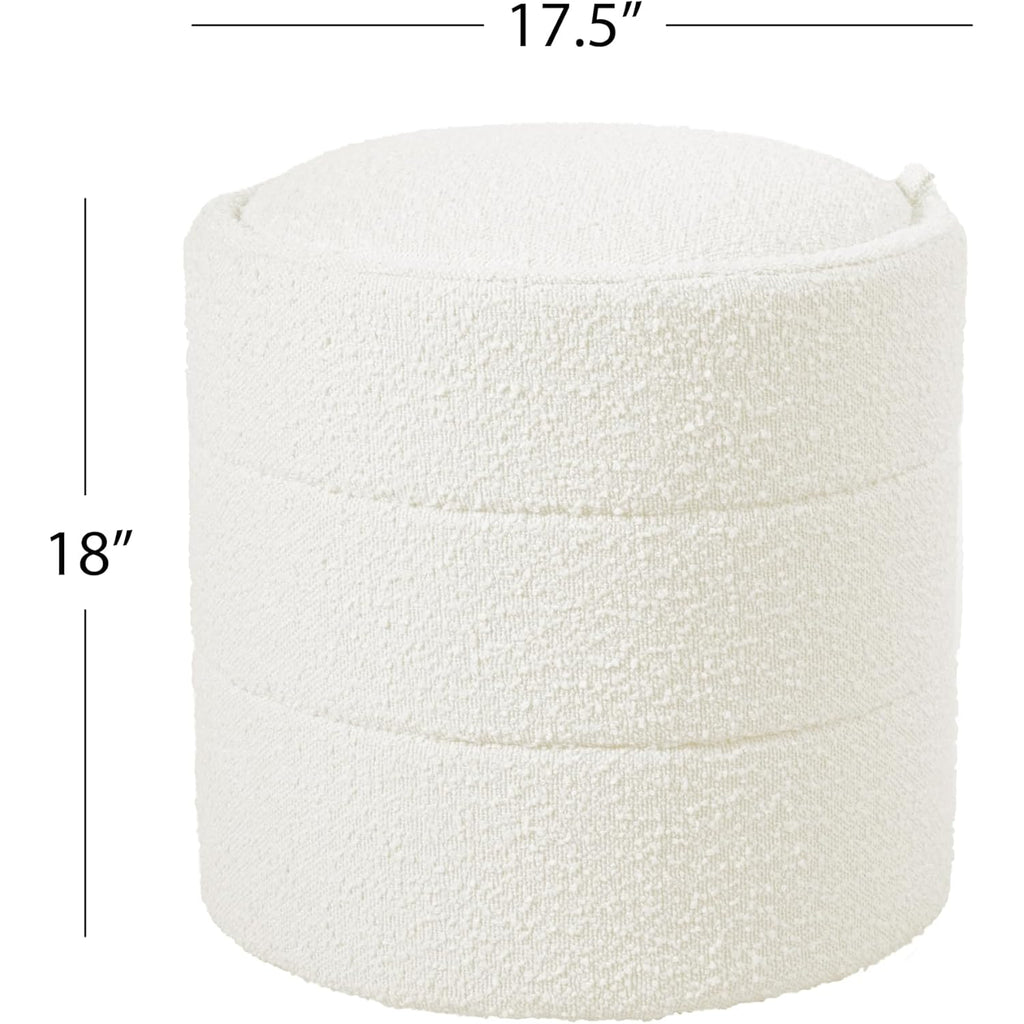 Homepop 18" Storage Round Ottoman - Cream Boucle