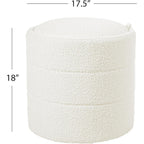 Homepop 18" Storage Round Ottoman - Cream Boucle