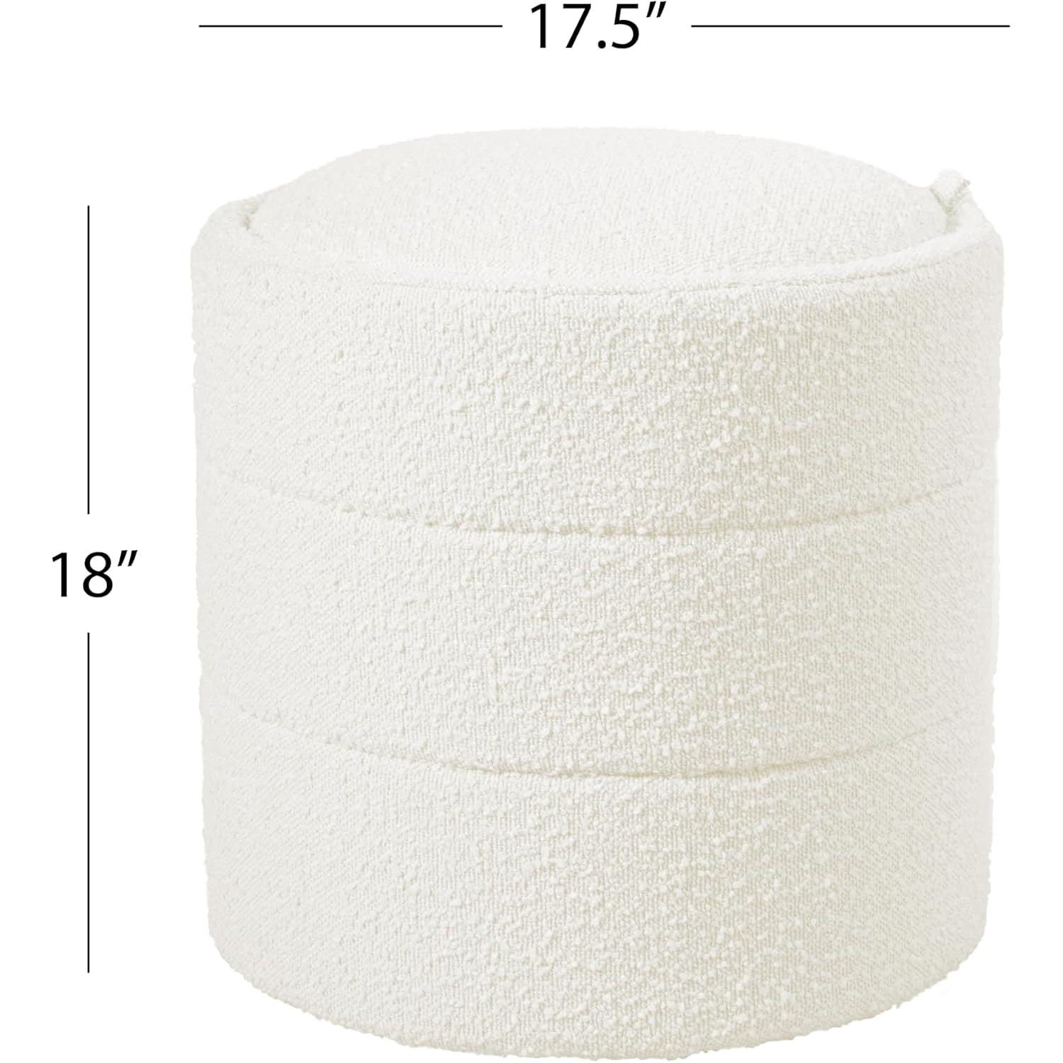 Homepop 18" Storage Round Ottoman - Cream Boucle
