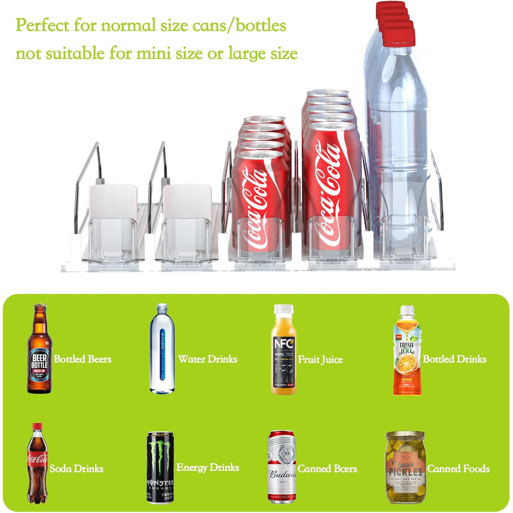 Drink Organizer For Fridge,Self Pushing Fridge Drink Organizer,Automatic Drink Dispenser For Fridge-Holds Up To 25 Cans