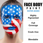 Bobisuka White + Red + Blue Face Body Paint Kit, Water Based Face Painting For 4Th Of July Patriotic Usa Flag Sports Fan Halloween Clown Zombie Joker Makeup For Women Adults, Non-Toxic Washable