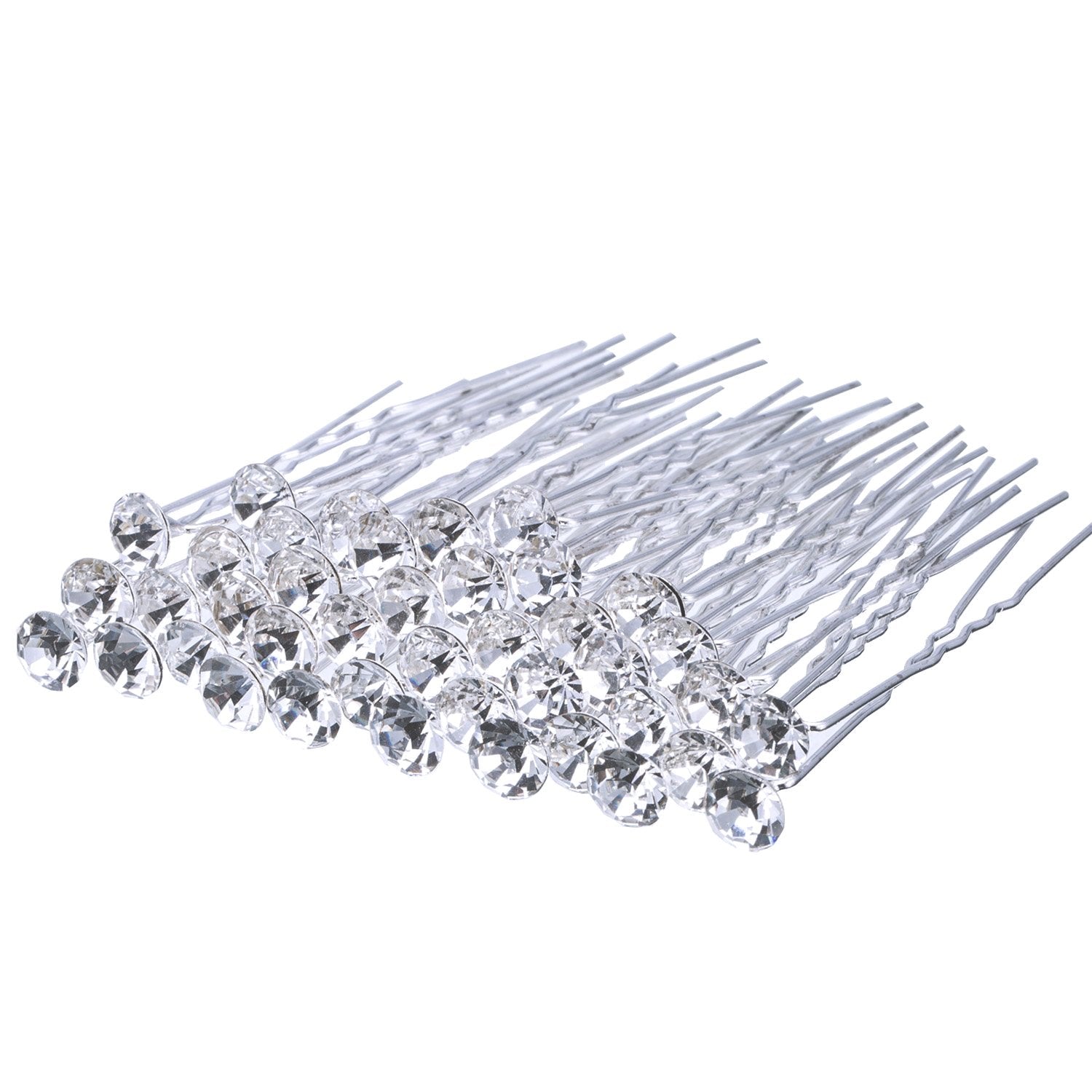 40 Pcs Bridal Wedding Hair Pins, U Shaped Rhinestone Hair Clips, Crystal Silver Wedding Hair Jewellery Hair Styling Accessories, Diamante Hair Clips For Women Girls Bridesmaids Prom()