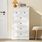 Tall 6 Drawer Dresser For Bedroom, White Modern 43.3'' Tall Wood Chest Of Drawers, Storage Organizer With Smooth Metal Rails & Anti-Tip Kit For Closet, Hallway, Living Room