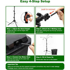 Portable Misting System With Stand, Water Cooling Misters Set For Outside Patio - 9L Bucket Built-In 10000Mah Battery & Pcs Pump & Timer For Outdoor, Canopy, Sport, Golf, Beach, Greenhouse, Camp