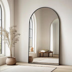 Dewfig Arched Full Length Mirror, 76"x34" Large Floor Mirror, Full Body Mirrors for Leaning or Hanging, Standing Mirrors for Bedroom, Living Room,Dressing Room, Aluminum Alloy Frame, Black