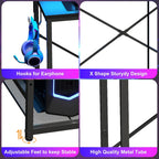 X-Cosrack 33.5" Small Gaming Desk With Led Lights & Power Outlets, Compact Computer Desk With Monitor Stand & Cpu Stand, Gamer Table With Storage Drawer, Side Hooks For Home Office, Bedroom, Black