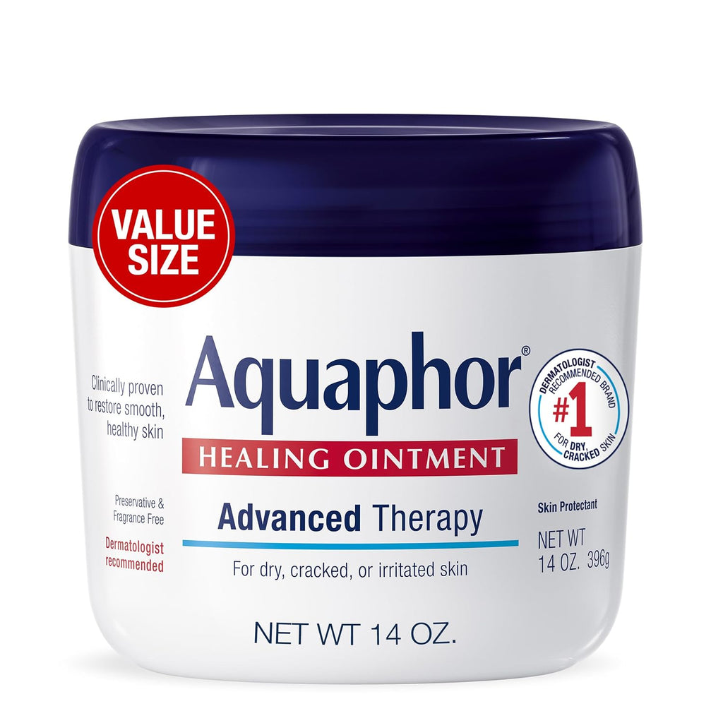 Aquaphor Healing Ointment, Advanced Therapy Skin Protectant, Multi-Purpose Healing Ointment And Body Moisturizer, For Dry, Cracked Skin, Minor Cuts And Burns, 14 Oz Jar