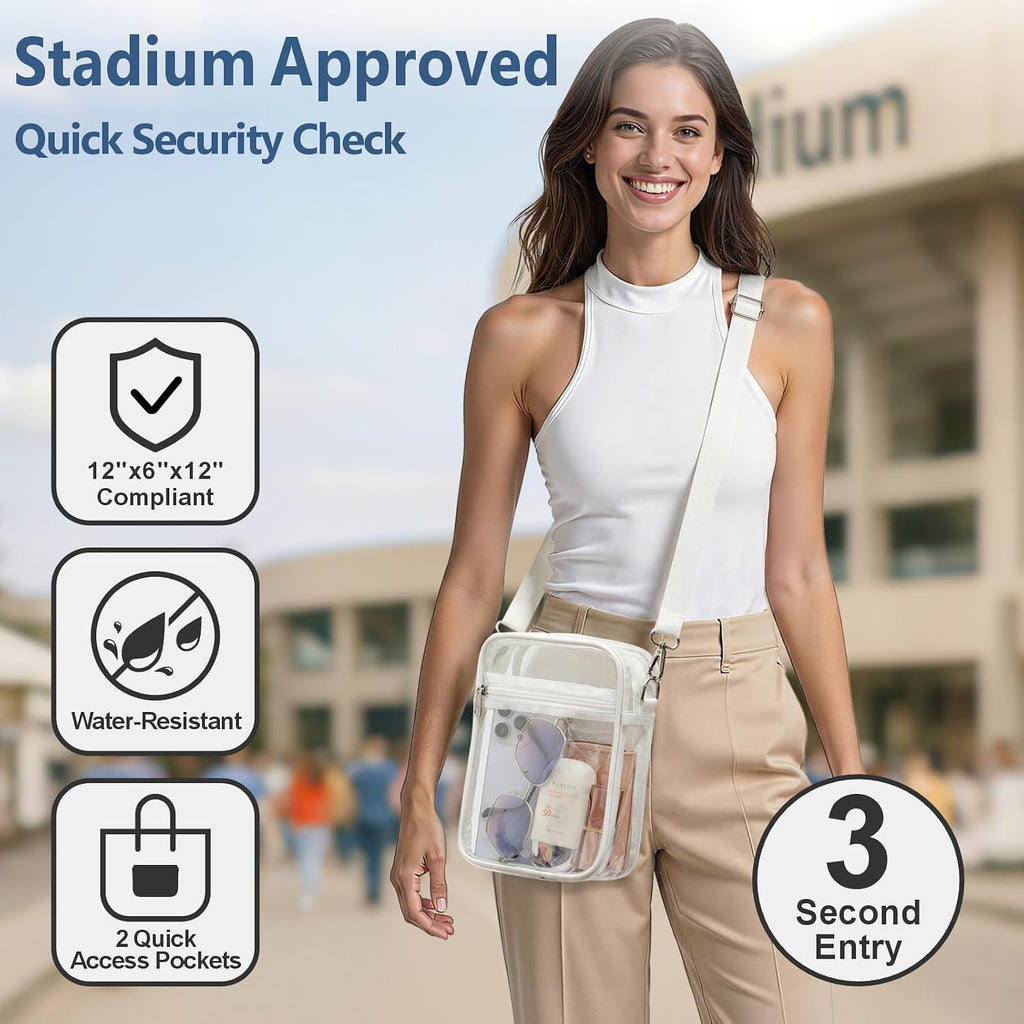 Clear Bag For Stadium Events - Clear Purses For Women Transparent Crossbody Messenger Bag For Concerts Game Day
