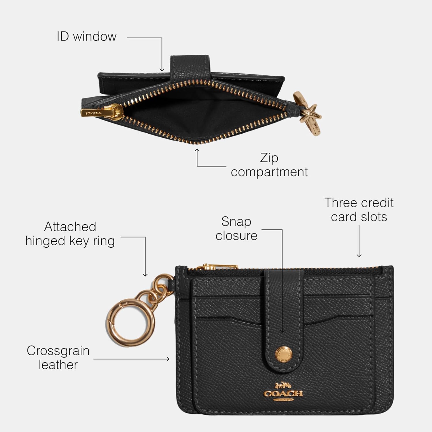 COACH Crossgrain Leather Attachment Card Case