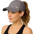 TOP-EX Cooling UV 50 High Ponytail Baseball Cap for Women Quick Dry Sports | Advanced tech sweat-absorbing band; breathable running fit; 2.4oz ultra-light; packable; water-resistant; eco recycled. Grey