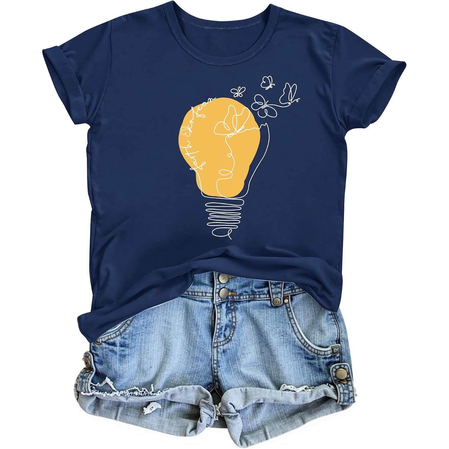 Dresswel Faith Shirts for Women Christian Tshirts Short Sleeve Casual Loose Graphic Tees Inspirational Tee Tops Navy