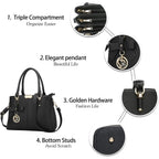KKXIU 3 Zippered Compartments Purses and Handbags for Women Top Handle Satchel Shoulder Ladies Bags