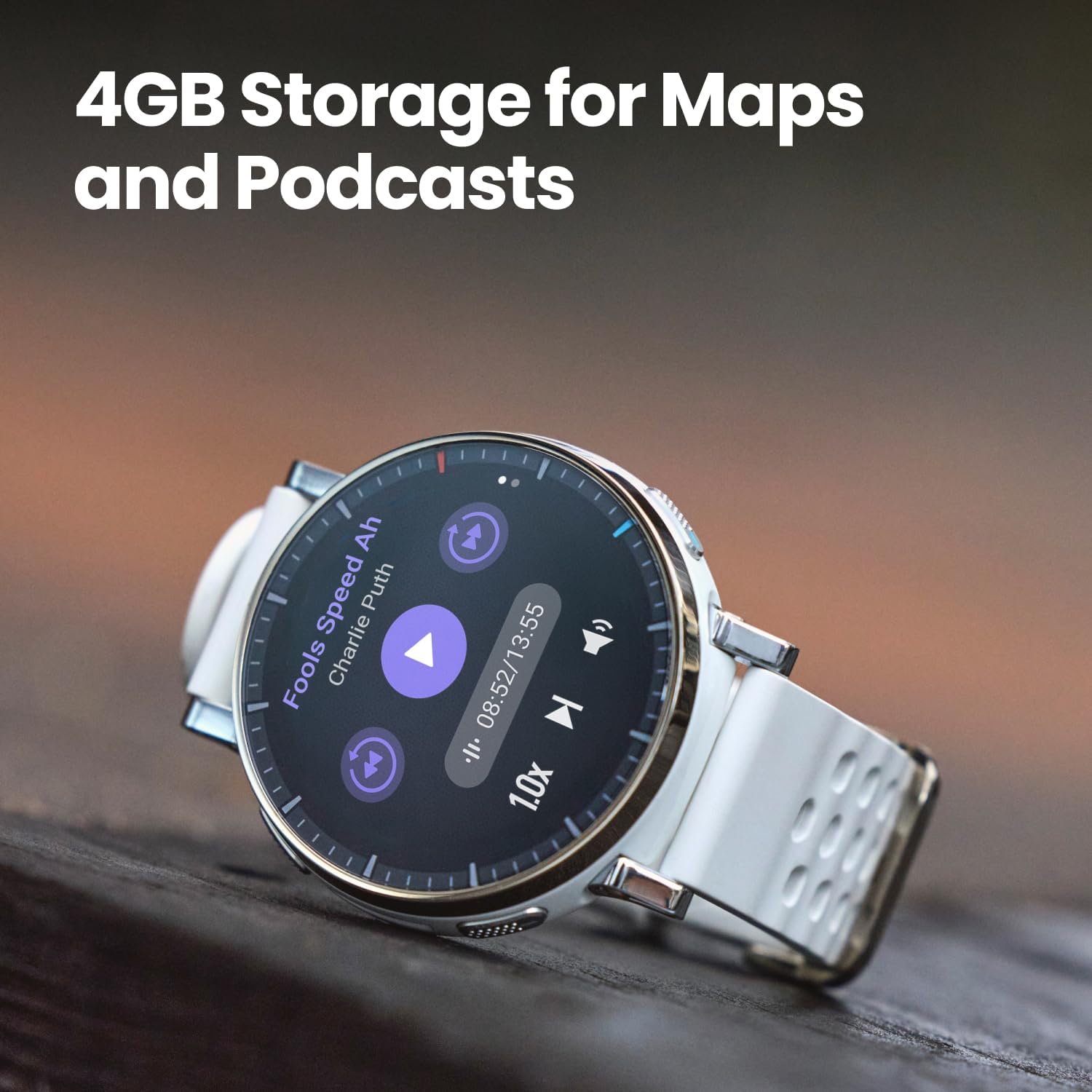 Amazfit Active 3 Premium Gps Running Smart Watch, 1.32" Amoled Sapphire Display, 12-Day Battery, 4Gb Storage, Offline Maps, 170+ Workout Modes, 5 Atm, Heart Rate & Fitness Tracker For Android & Iphone