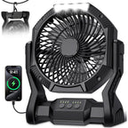 Portable Rechargeable Fan, 20000Mah Battery Powered Camping Fan With Led Light & Hook, 270° Adjustable, 4-Speed, 4H Timer Camping Essentials For Outdoor Tent Travel Bbq Car, Gifts For Men Dad