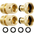 Rainpoint Garden Hose Quick Connectors, Heavy Duty Solid Brass 3/4 Inch Ght, Universal Leak-Proof Fittings For Easy Water Hose Connection (2 Sets)