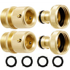 Rainpoint Garden Hose Quick Connectors, Heavy Duty Solid Brass 3/4 Inch Ght, Universal Leak-Proof Fittings For Easy Water Hose Connection (2 Sets)