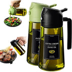 16Oz/470Ml Olive Oil Dispenser For Kitchen With Stickers - 2 In 1 Olive Oil Sprayer For Cooking, Air Fryer, And Salad, Black&Green (Light-Proof Kitchen Gadget)