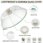 OEC Lighter Weight Tempered Glass Microwave Splatter Cover - 11.5 inch (Inner Diameter 10.6”) - Heat-Resistant -Durable Glass Lid with Vent, Silicone Knob, Dishwasher Safe, 100% Food Grade - BPA Free