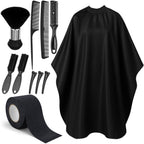 Professional 10 In 1 Barber Cape Kit, Hair Cutting Cape Neck Duster Brush Combs, Clips & Cleaning Supplies Barber Gifts For Men
