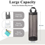 Plastic Bag Holder, Grocery Bag Holder Mesh Hanging Storage Bag Dispenser (Black 2 Packs)