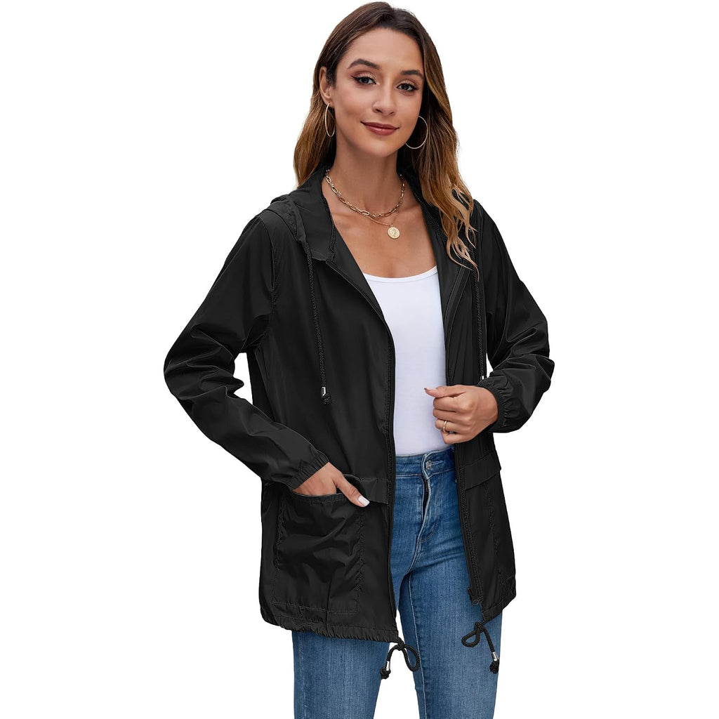 Women'S Lightweight Hooded Raincoat Waterproof Packable Active Outdoor Rain Jacket (S-3Xl)