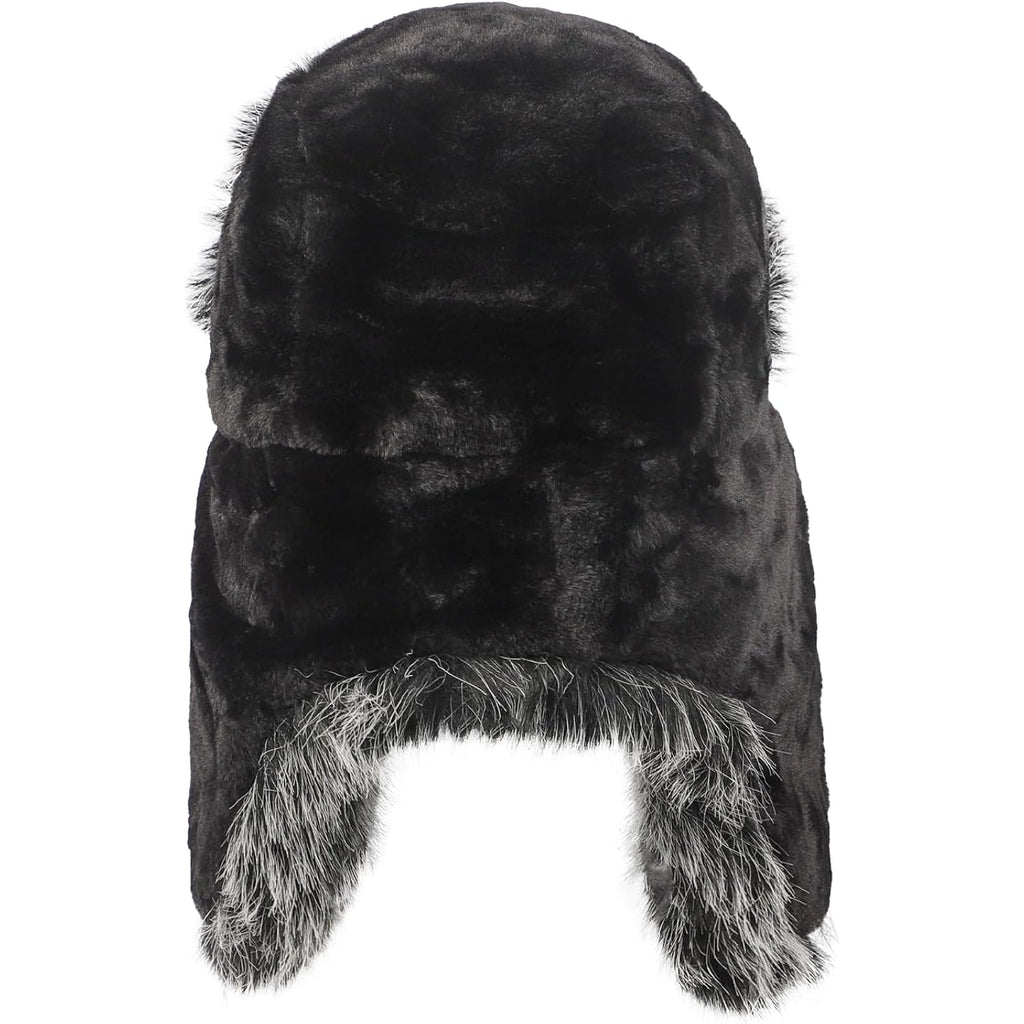 PURFUN Fuzzy Faux Fur Ushanka Russian Hat for Men Women, Winter Plush Full Hood Earflap Cap Cycling Ski Hunting Trapper Hat