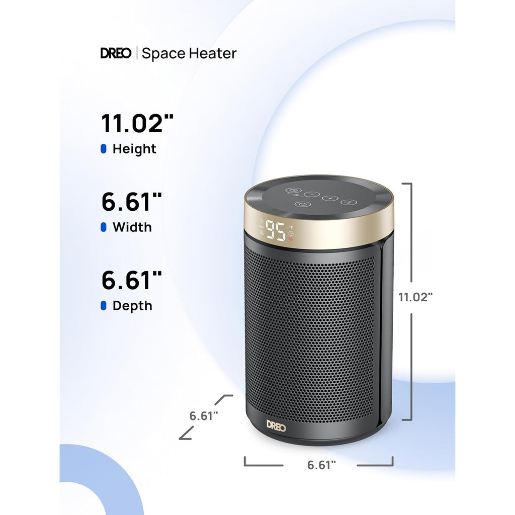 Dreo Space Heater, Portable Electric Heaters For Indoor Use With Thermostat And Remote, 2024 Upgraded, Digital Display, 12H Timer, 5 Mode, 1500W Ptc Ceramic Fast Safety Heat For Office Bedroom Home