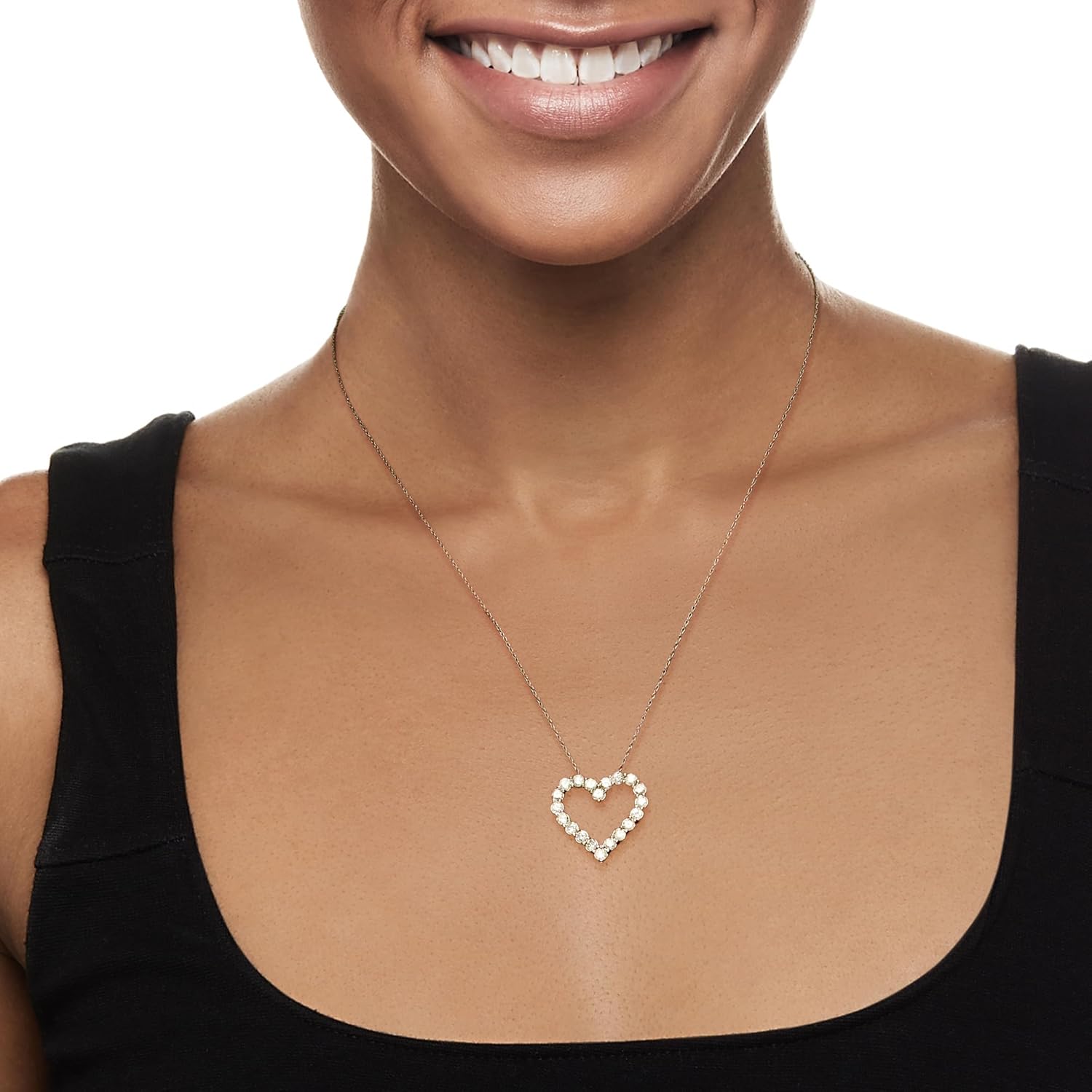 Ross-Simons 2.00 ct. t.w. Diamond Heart Pendant Necklace in 14kt White Gold