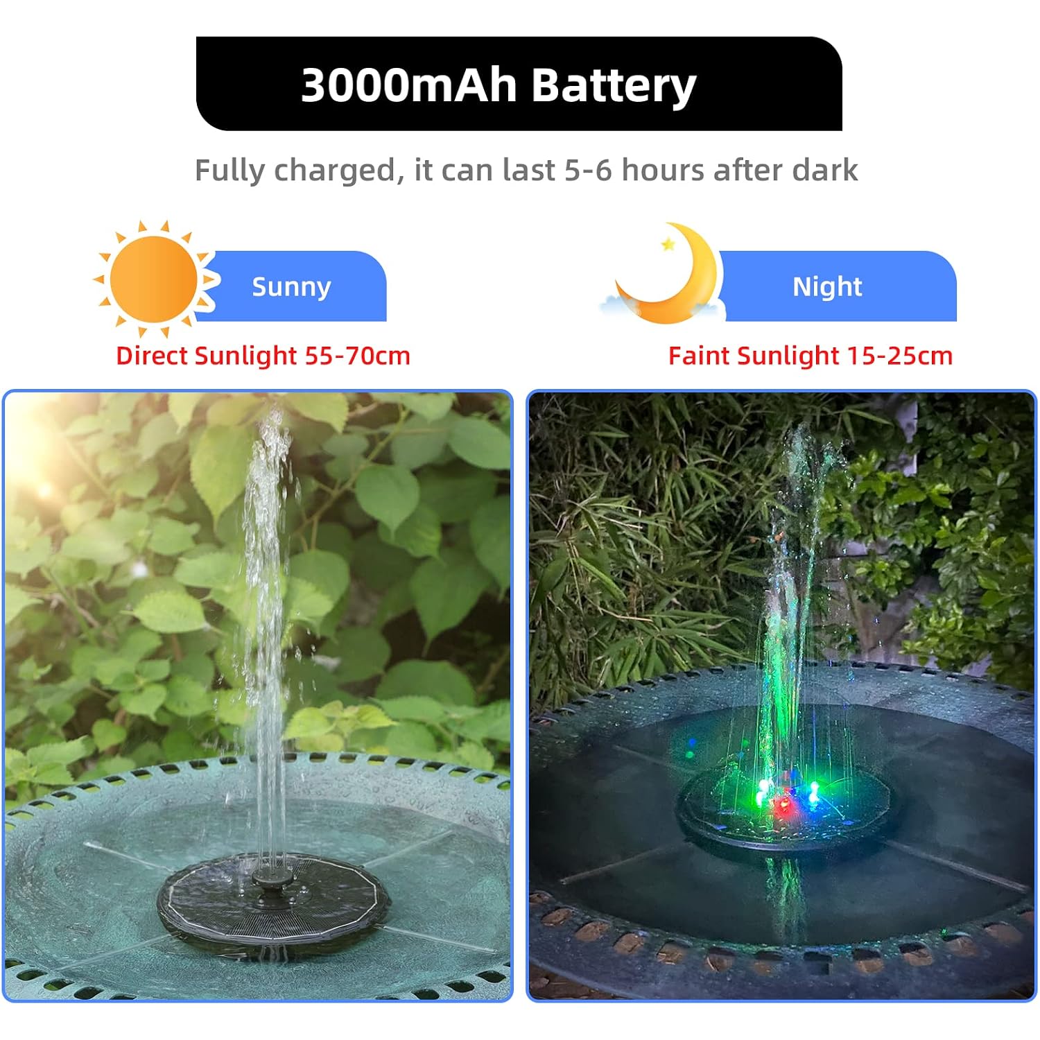 Solar Powered Fountain 4W Bird Bath Fountains Pump Upgraded Glass Panel Fountains With Color Led Lights 7 Nozzles & 4 Fixers For Garden Small Pond Outdoor Swimming Pool Fish Tank