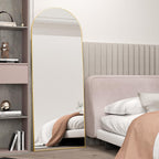Full Length Mirror, 56"x16" Arch Floor Mirror with Stand, Gold Arched Full Body Standing or Leaning Mirror for Bedroom, Living Room