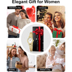 Civo Small Gold Watches For Women: Stretch Expansion Band Easy Read Watch | Dainty Oval Analog Ladies Watch For Small Wrists Under 5.9", Arabic Numerals, Daily Wear Gift For Mom Wife Daughter Birthday